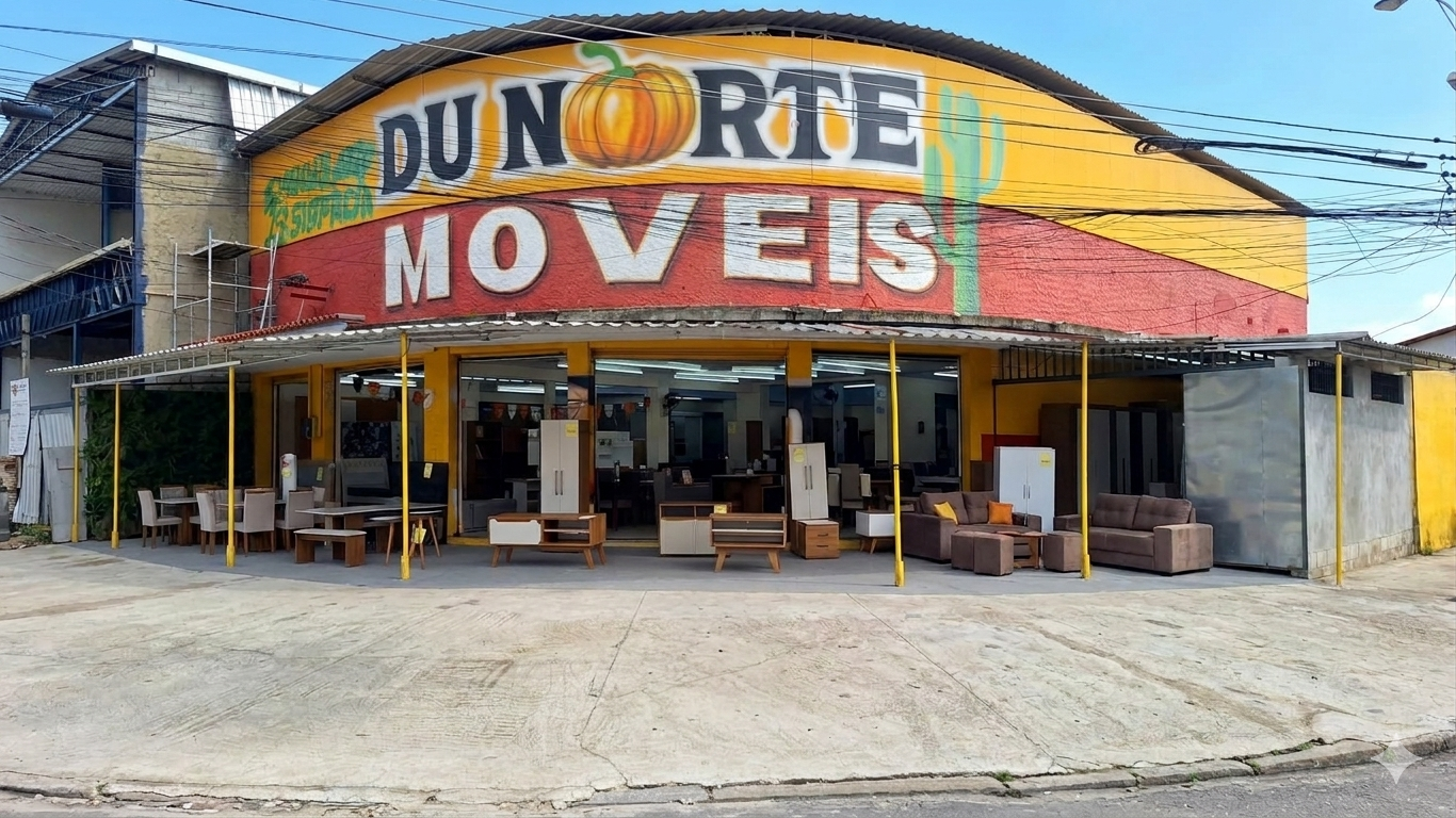 Fachada da loja Du Norte Móveis em Bangu