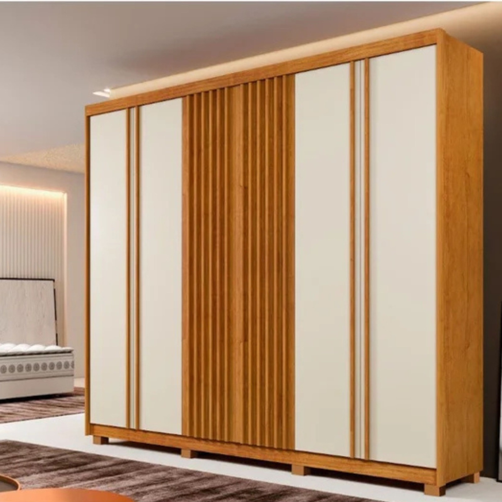 Guarda-roupa Montreal com painel ripado