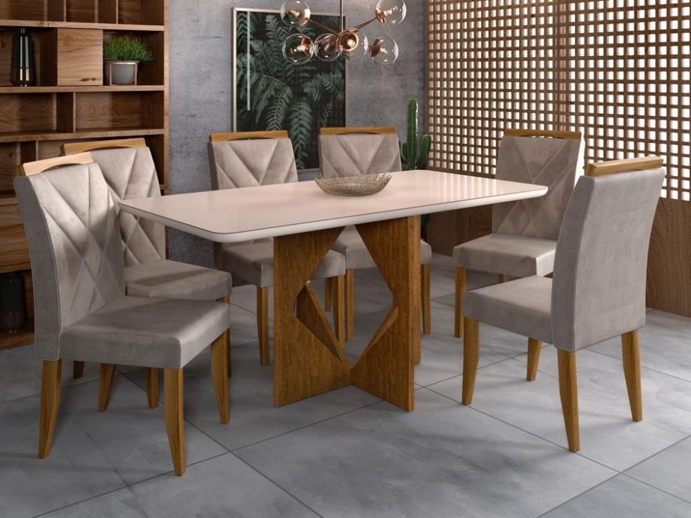 Mesa Madri 1,60 com 6 cadeiras